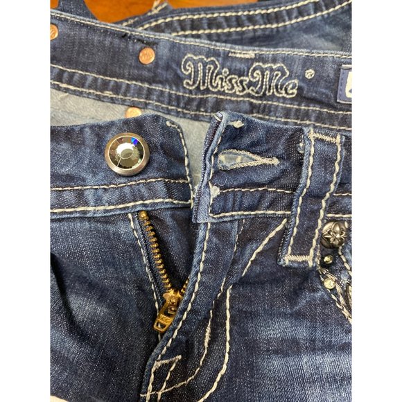 Miss me Signature cropped Junior Jeans pants embroidery pockets size 25 - Picture 8 of 12